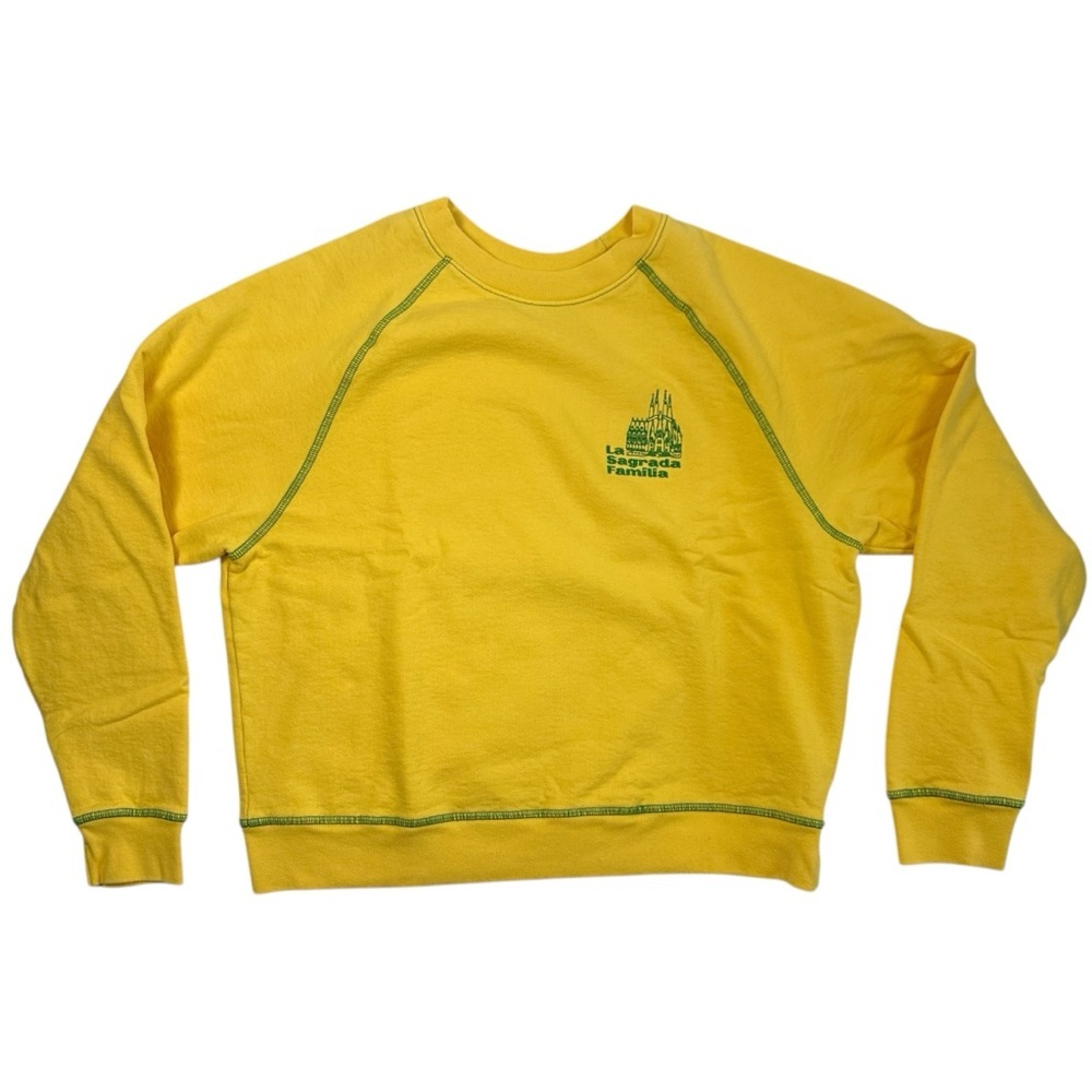 Made Some Souvenirs Cotton Crewneck Sweatshirt – Yellow La Sagrada Familia NWOT